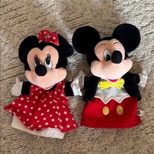 Vintage Minnie Mouse and Mickey Mouse Hand Puppets Mattel, Inc. 1993 Disney